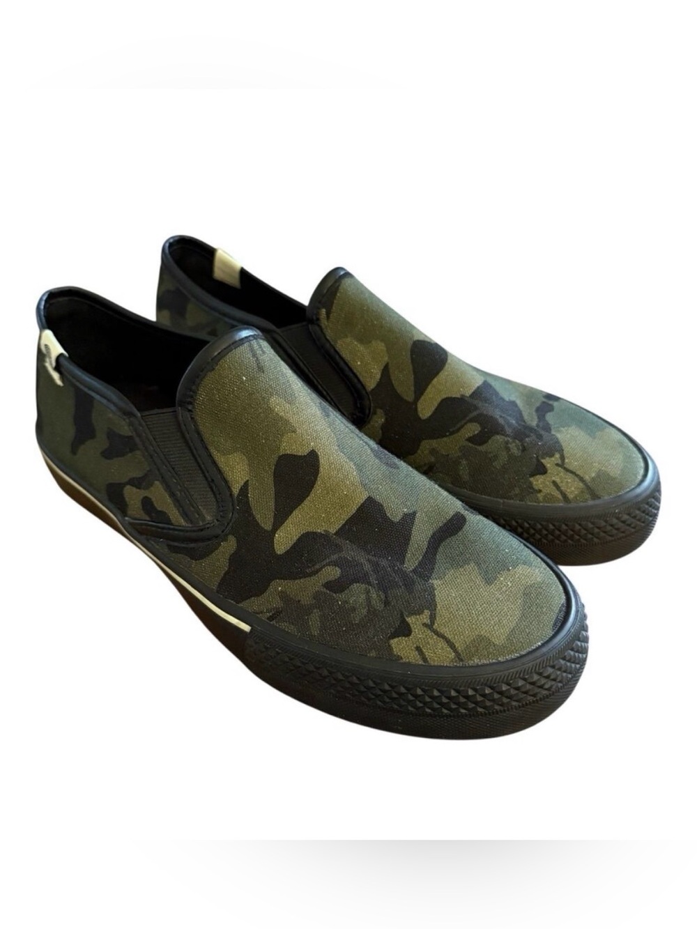 Coach Canvas Slip On Skate Sneaker Mens Size 7 D Army Green Black Camo CA011